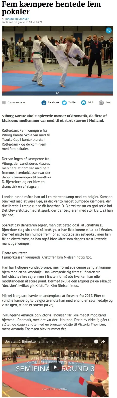 Fem pokaler til Viborg Karate Skole