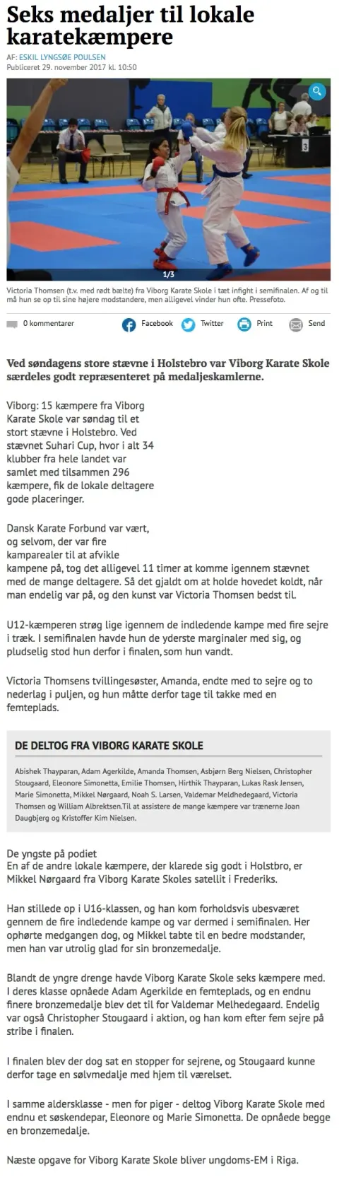 Seks medaljer til lokale karate-kæmpere